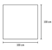 Štvorcová plocha s rozmermi 100 cm x 100 cm.