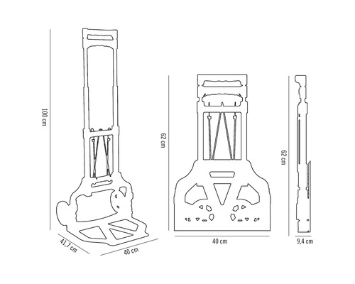 Technický nákres rudla s výškou a šírkou