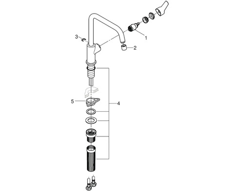Rozkreslený nákres armatúry s jednotlivými dielmi.