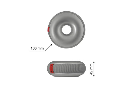 Tlmič oceľového lanka s rozmermi 106 mm a 42 mm