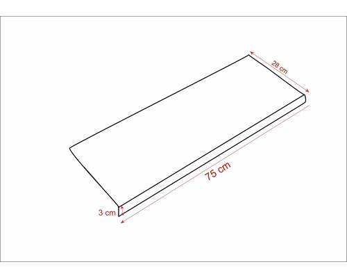 Polica s rozmermi 75 cm x 28 cm x 3 cm