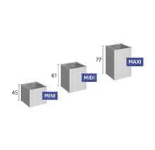 Kvetináč v troch veľkostiach: Mini (45), Midi (61) a Maxi (77)