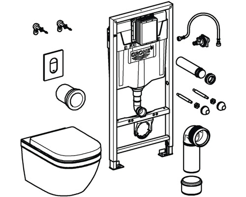 Inštalačný prvok so závesným WC a logom Grohe