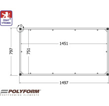 Technický nákres obdĺžnikového objektu s rozmermi