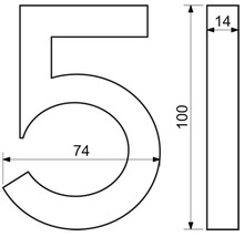 Technický nákres čísla domu 5 s rozmermi
