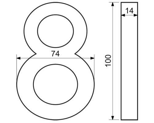 Technický výkres čísla domu osem s rozmermi