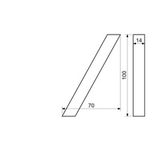 Obrázok drevenej lišty s rozmermi 100 x 14 x 70 mm.