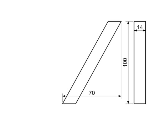 Obrázok drevenej lišty s rozmermi 100 x 14 x 70 mm.