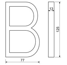 Technický nákres písmena B s rozmermi
