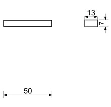 Technický nákres s rozmermi 50, 13 a 7.