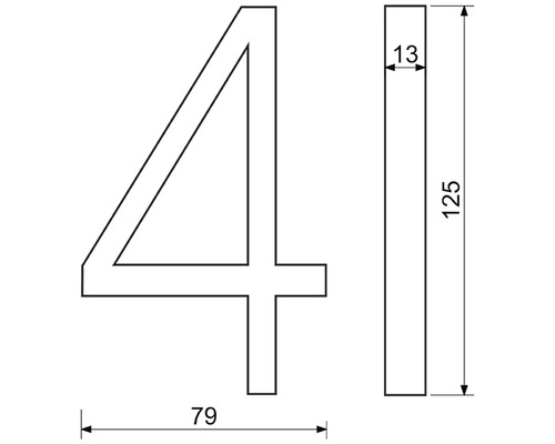 Technický nákres domového čísla 4 s rozmermi