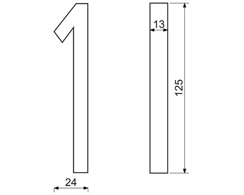 Technický nákres domového čísla 1 s rozmermi