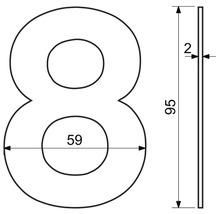 Technický nákres domového čísla osem s rozmermi