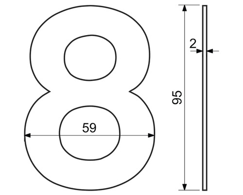 Technický nákres domového čísla osem s rozmermi