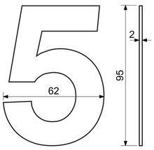 Technický nákres čísla domu 5 s rozmermi