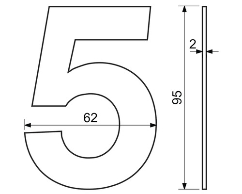 Technický nákres čísla domu 5 s rozmermi