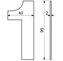 Technický výkres domového čísla jeden s rozmermi