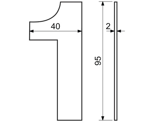 Technický výkres domového čísla jeden s rozmermi