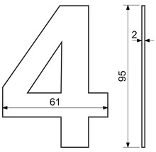 Obrázok rozmerov čísla štyri, 95 x 61 x 2 milimetre