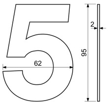 Technický nákres čísla domu 5 s rozmermi