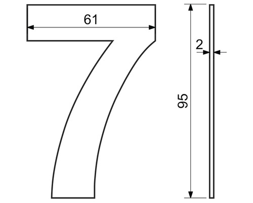 Technický výkres čísla sedem s rozmermi