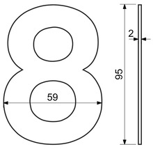 Technický nákres domového čísla osem s rozmermi