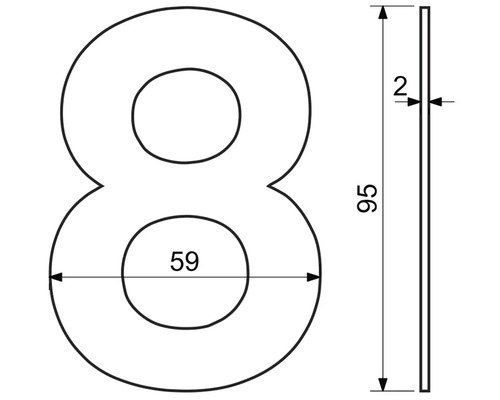 Technický nákres domového čísla osem s rozmermi