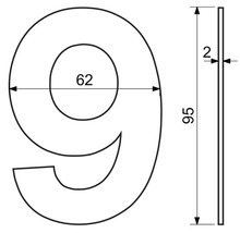Technický nákres čísla domu 9 s rozmermi