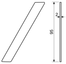 Technický výkres montážneho profilu s rozmermi 95 x 2 milimetre.