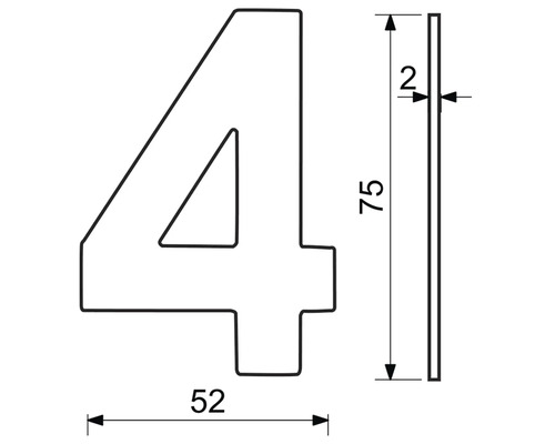 Technický nákres domového čísla 4 s rozmermi