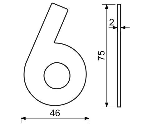 Technický nákres čísla domu 6 s rozmermi
