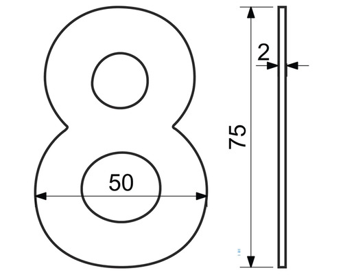 Technický výkres čísla domu osem s rozmermi