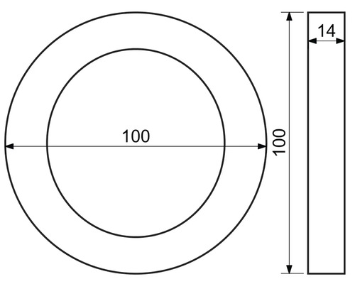 Technický výkres prsteňa s rozmermi 100 a 14.