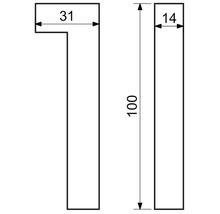 Technický výkres s rozmermi: 31 a 14 na šírku, 100 na výšku