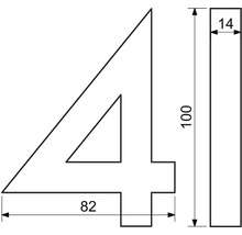 Obrázok rozmerov číslice štyri, 100x82x14 mm