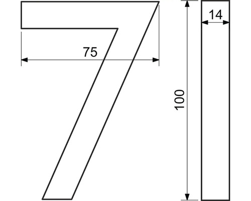Technický výkres domového čísla 7 s rozmermi