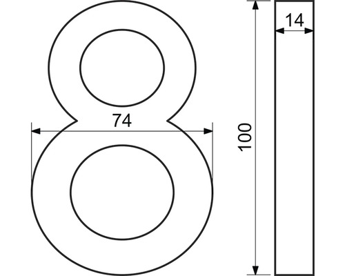 Technický nákres čísla domu 8 s rozmermi