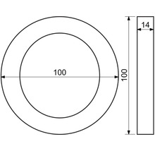 Technický výkres krúžku s rozmermi 100 x 14 mm