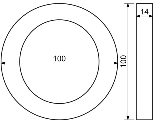Technický výkres krúžku s rozmermi 100 x 14 mm