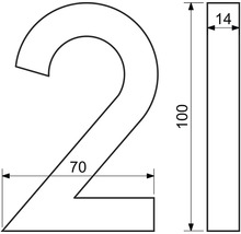Technický nákres čísla dva s rozmermi