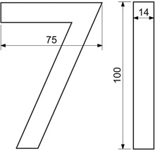 Rozmery číslice sedem: 100 x 75 x 14 milimetrov