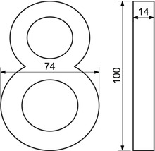 Technický nákres domového čísla 8 s rozmermi