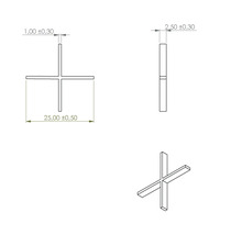 Technický nákres dištančného krížika s rozmermi
