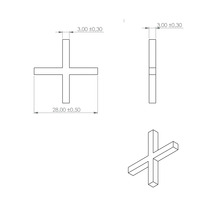 Technický nákres škárového kríža s rozmermi.