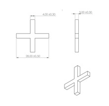Technický nákres dištančného krížika s rozmermi