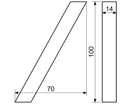 Technický nákres klinu s rozmermi