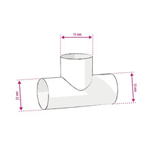 Obrázok T-kusu s rozmermi 15 mm a 22 mm