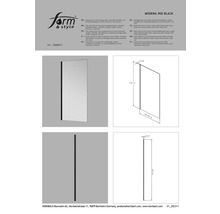 Bočná stena Modena 900 Black 6 mm číre sklo, otočné, efekt stekania kvapiek vody a systém pre rýchlu montáž, profil: hliník, matná čierna