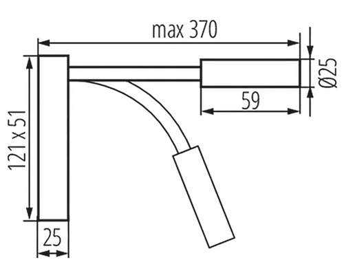 Technický výkres s rozmermi výrobku. Rozmery sú uvedené v milimetroch.
