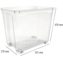 Plastový úložný box s kolieskami, rozmery 565 mm x 378 mm x 459 mm